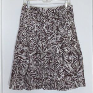New Ann Taylor Russet Brown Naturals Print Cotton Midi A-Line Skirt